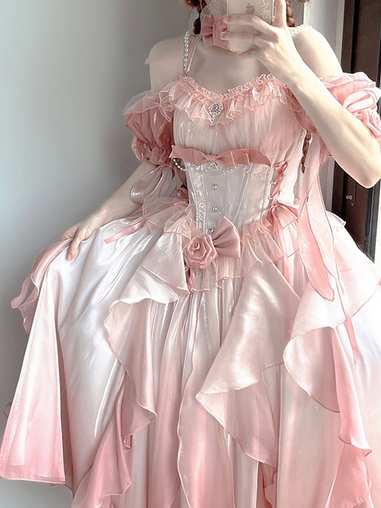 Sexy Ball Gown Off The Shoulder Short Sleeves 16th Pink Birthday Dress Lolita Dress Birthday Outfits DP0219