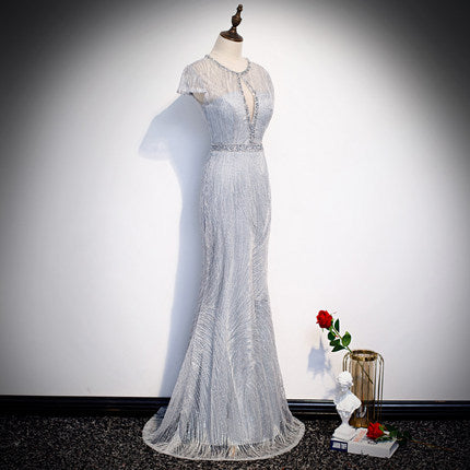 Sexy Sequin Prom Dresses Silver Evening Dress SH072