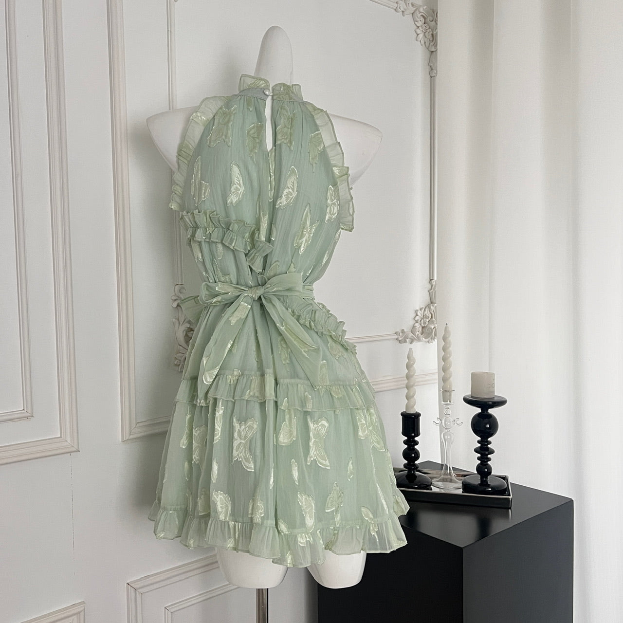 Sweet A Line Halter Green Floral Summer Short Women Summer Holiday Dresses DP0020
