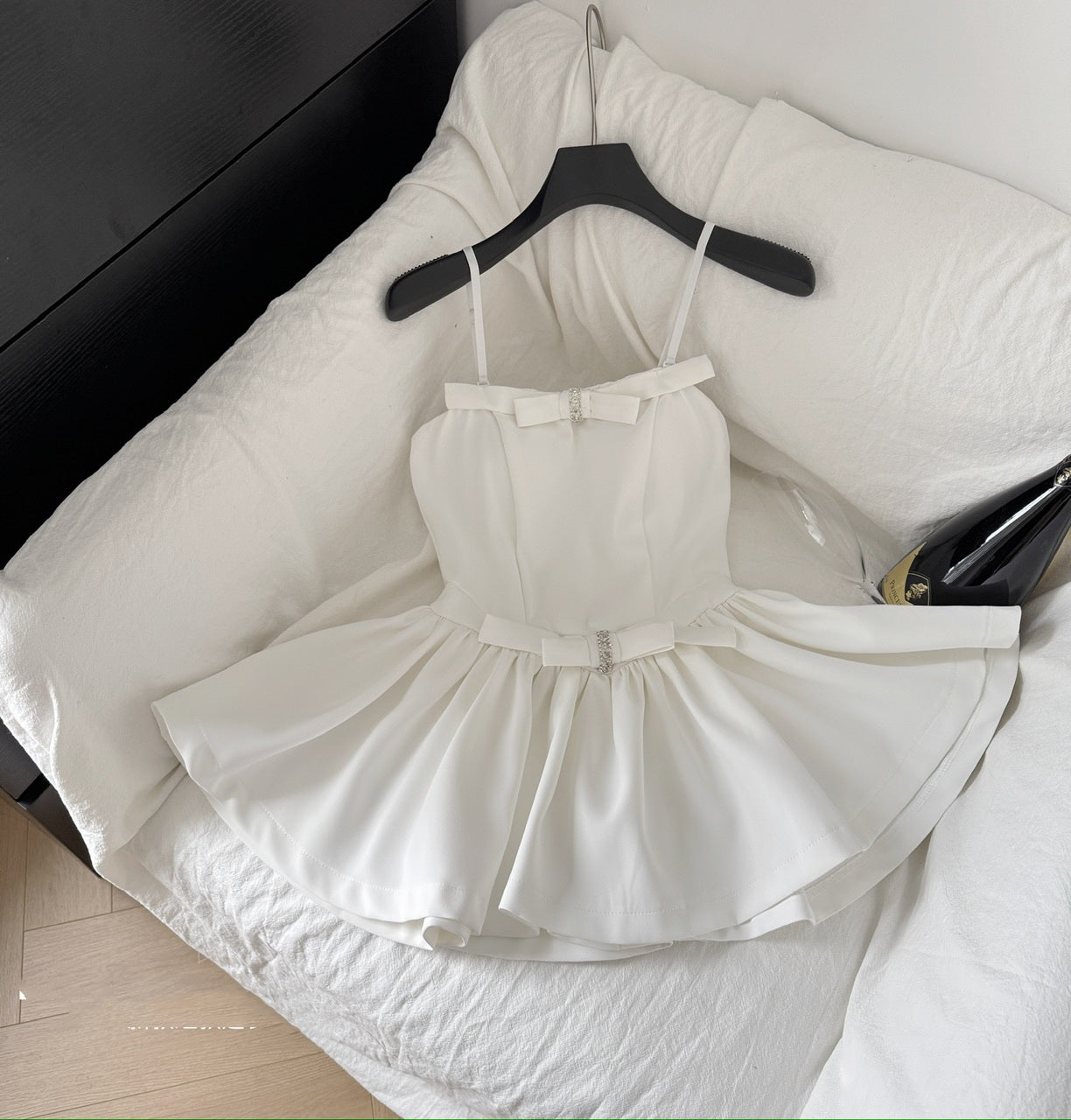 Cute A Line Spaghetti Straps White Short Summer Dress Holiday Party Outfits For Women DP0095