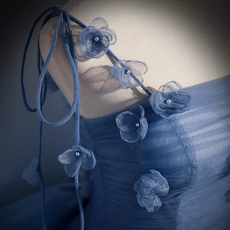 Ball Gown Blue Tulle Long Prom Dresses Sweet 16 Dress SH130