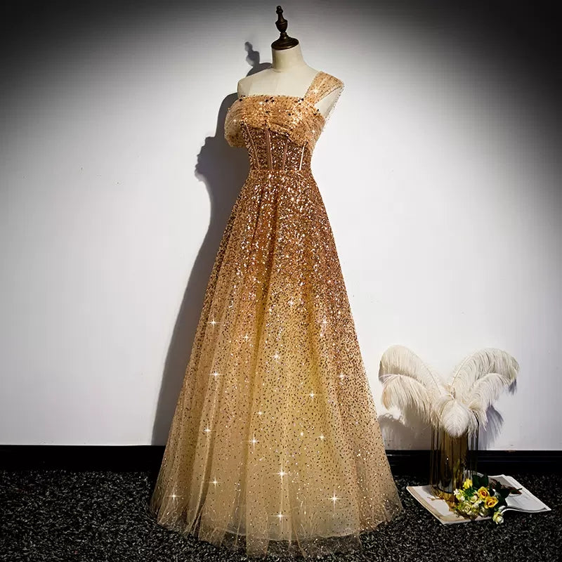 One Shoulder Sequin Prom Dresses SH149