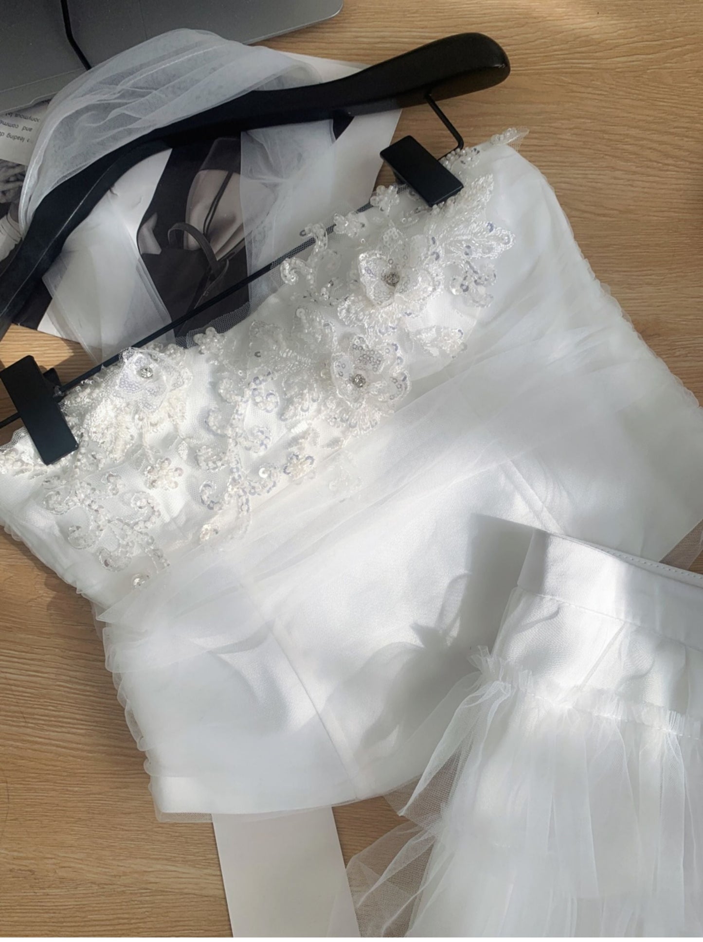 Cute Spaghetti Straps Pink Ruffles Tulle Summer Dress 2 Pieces Holiday Party Outfits For Women DP0094