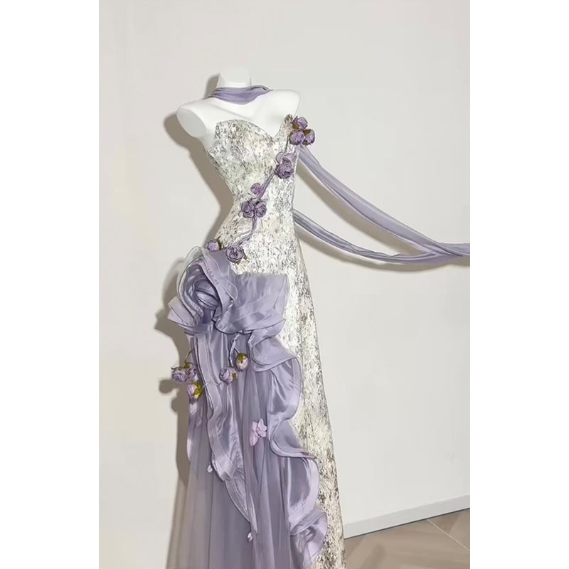 Pretty Sheath Sweetheart Lilac Long Summer 18th Birthday Dress Lolita Dress 20th Birthday Outfits W1260