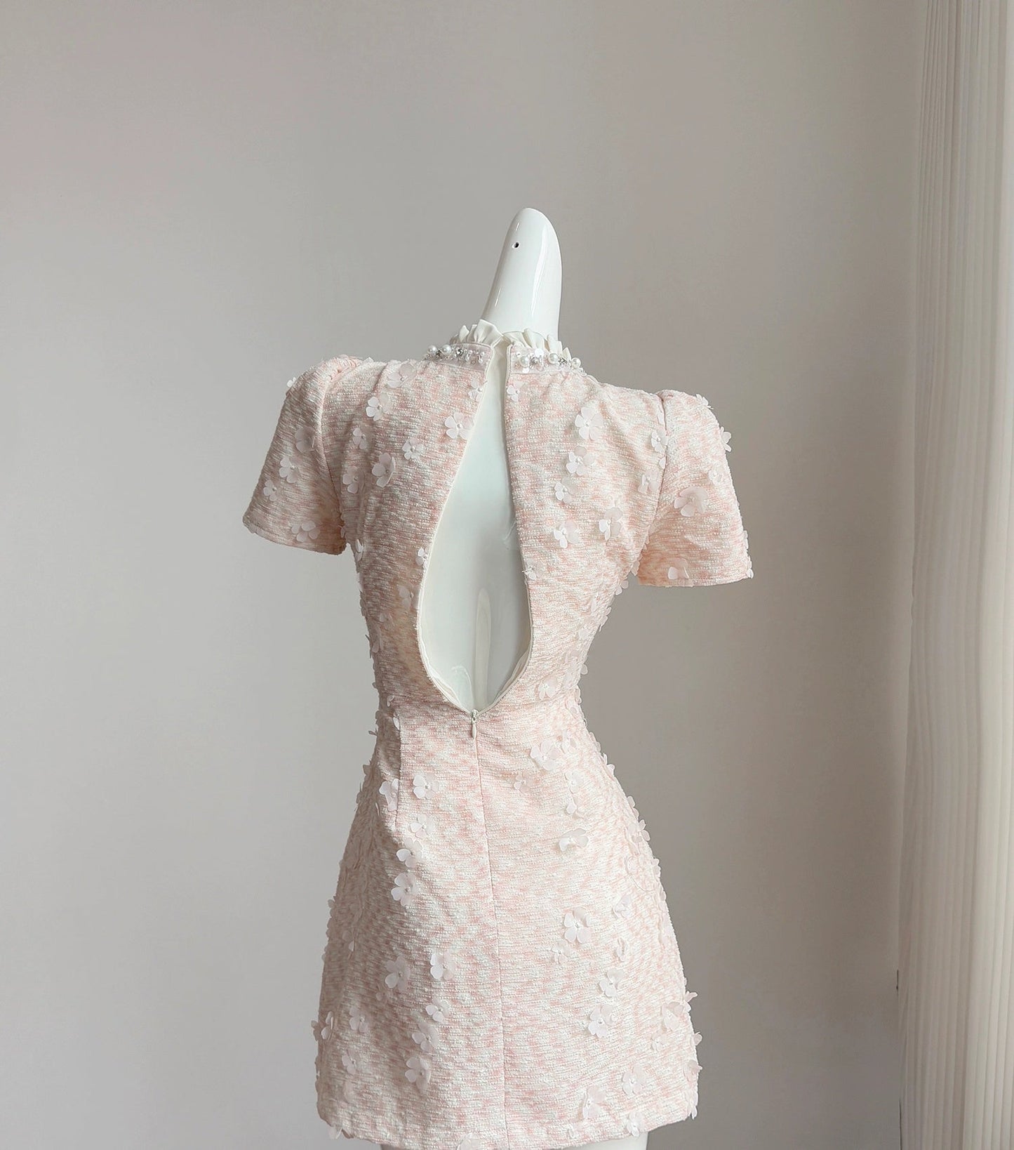 Pink retro Chanel style homecoming dress for women summer short petite high-end dress 11290