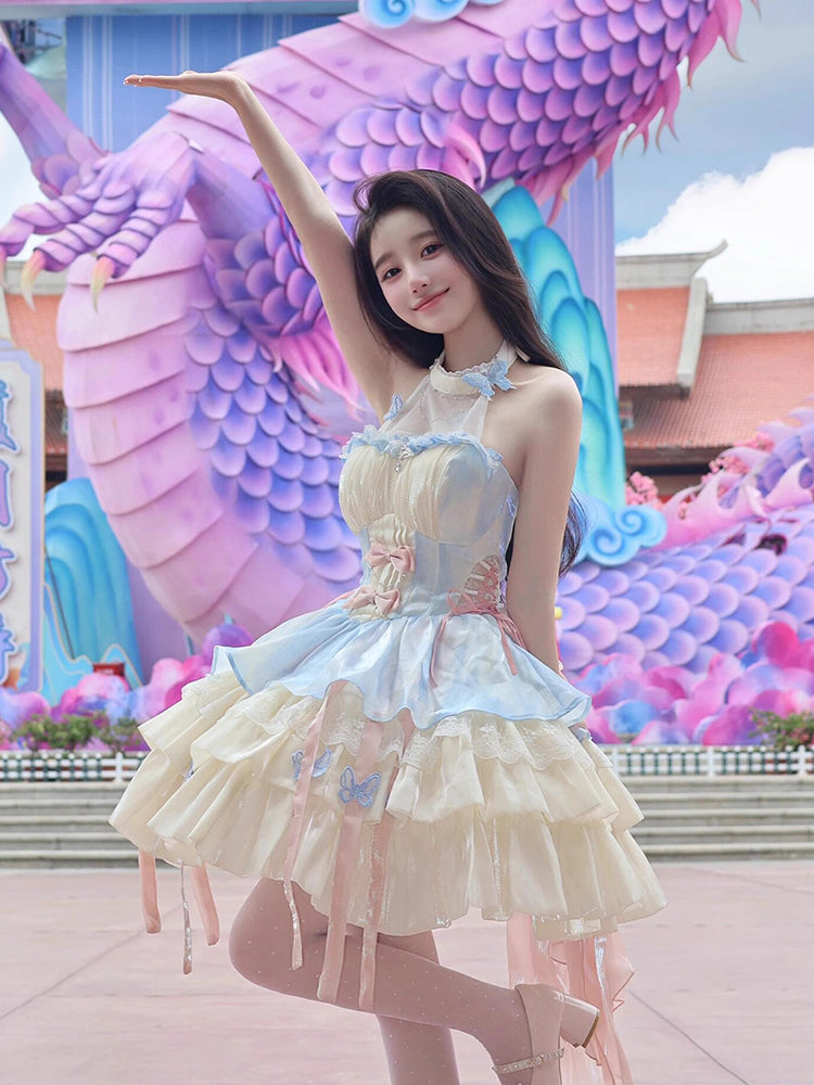 Vintage Ball Gown High Neck Short Mini Summer 18th Birthday Dress Lolita Dress Birthday Outfits W1254