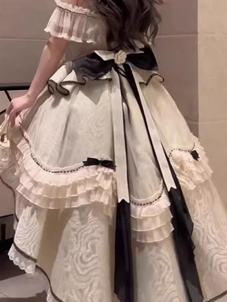 Pretty High Low Square Neck Lace Summer 18th Birthday Dress Lolita Dress Birthday Outfits W1256