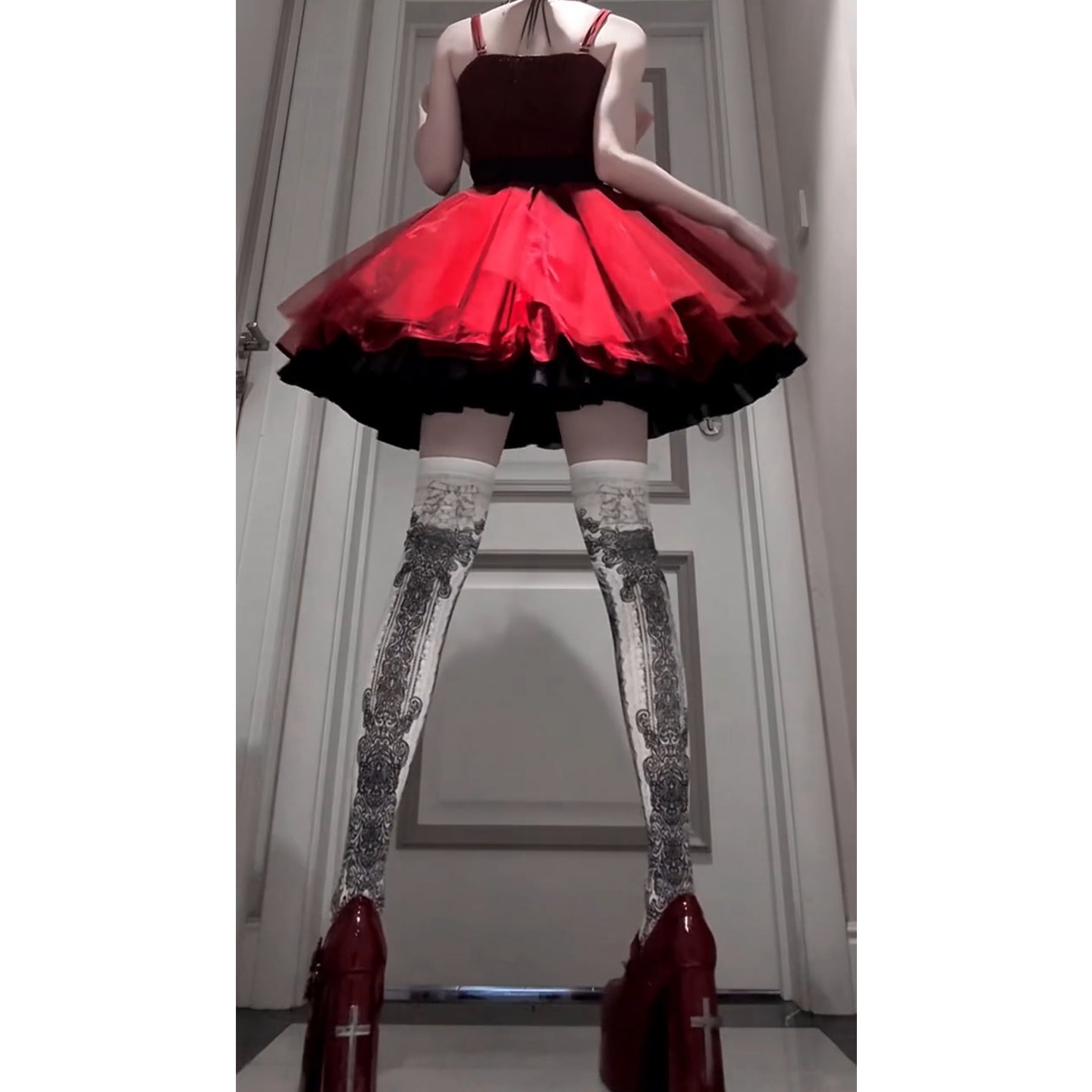 Vintage Ball Gown Spaghetti Straps Red Summer 16th Birthday Dress Lolita Dress Mini 18th Birthday Outfits Short Lolita Outfit DH2406