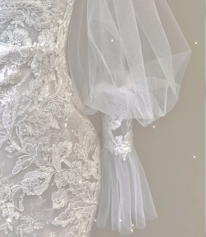 Elegant Mermaid Off The Shoulder Tulle Wedding Dresses Lace Brides Dress P0004