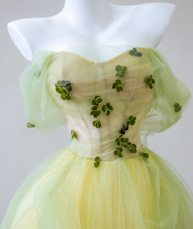 Sexy Ball Gown Off The Shoulder Sage Green Elegant Tulle Long Prom Dresses P0019