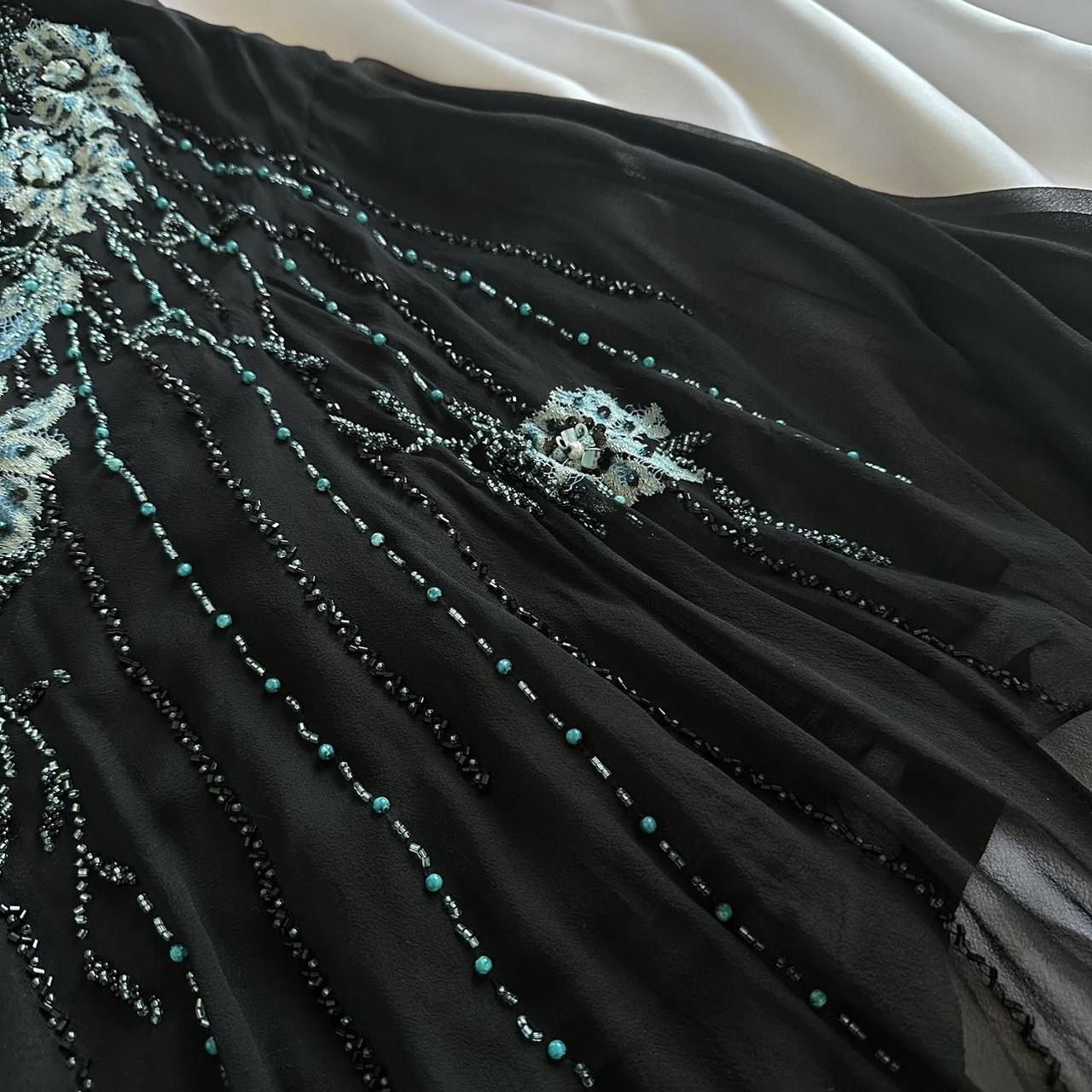 Black gorgeous fashion elegant exquisite green floral beading spaghetti straps long chiffon ball gown evening dress party dress prom dress gh3639