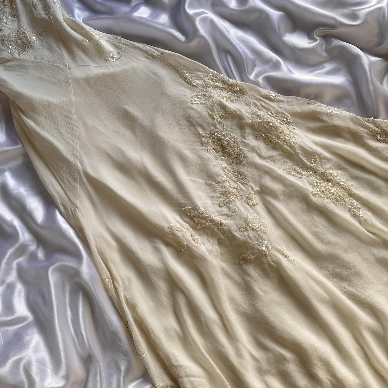 Ivory shiny fashion classy pretty exquisite beaded long chiffon floor-length handmade custom ball gown evening dress party dress prom dress gh3549