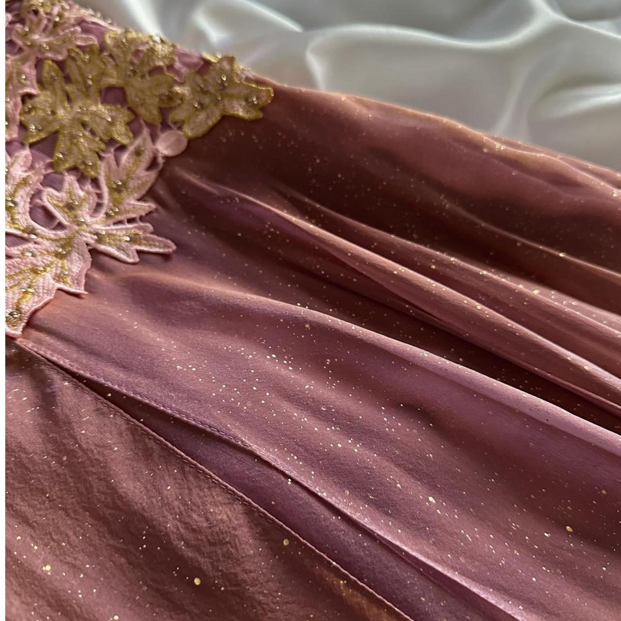 Purple Bronze Shiny Elegant Vintage Flower Applique Long Chiffon Fairy Evening Gown Party Dress prom dress gh3595