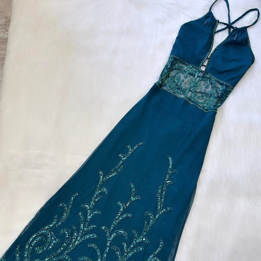Beautiful Stunning Rare Teal Exquisite Beading Long Chiffon Ball Gown Evening Dress Prom Dress Birthday Party Dress gh3808