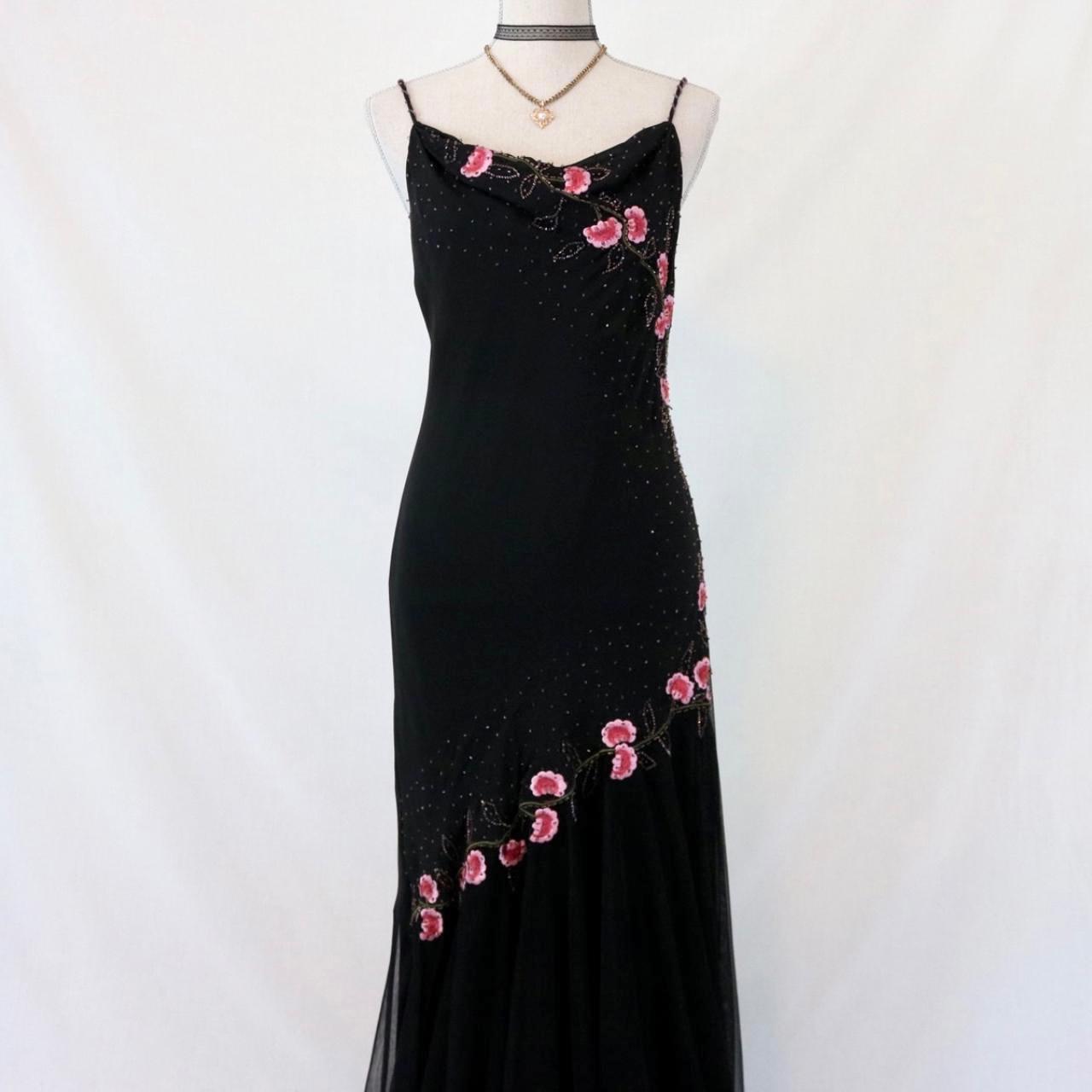 Black delicate floral beaded long tulle elegant ball gown evening dress formal birthday party dress dance dress gh3151