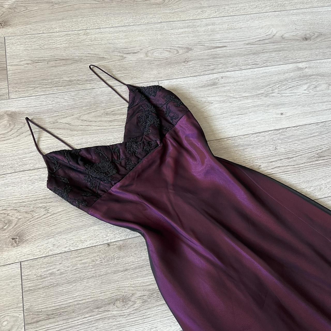 Purple Vintage Elegant Exquisite Black Embroidery Beading Spaghetti Straps Floor Length Formal Satin Lace Ball Gown Evening Dress Birthday Party Dress Prom Dress gh3834