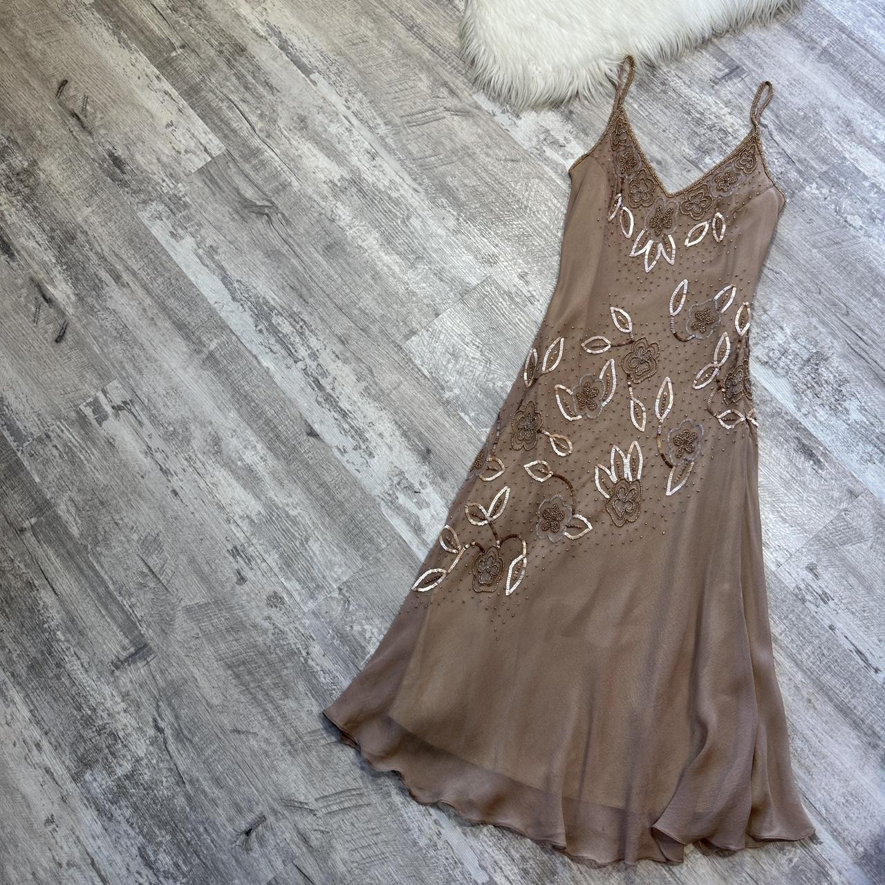 Golden Brown Stunning Exquisite Floral Sequin Women Long Chiffon Evening Dress Party Dress Prom Dress gh4284