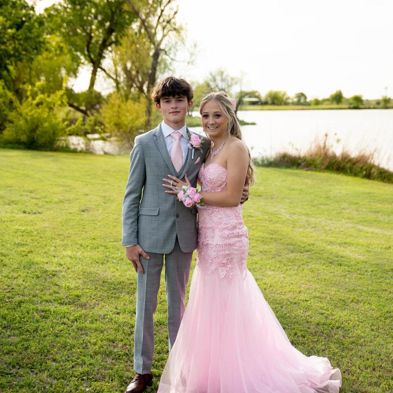 Pink strapless exquisite applique mermaid long tulle ball gown evening dress gh3002