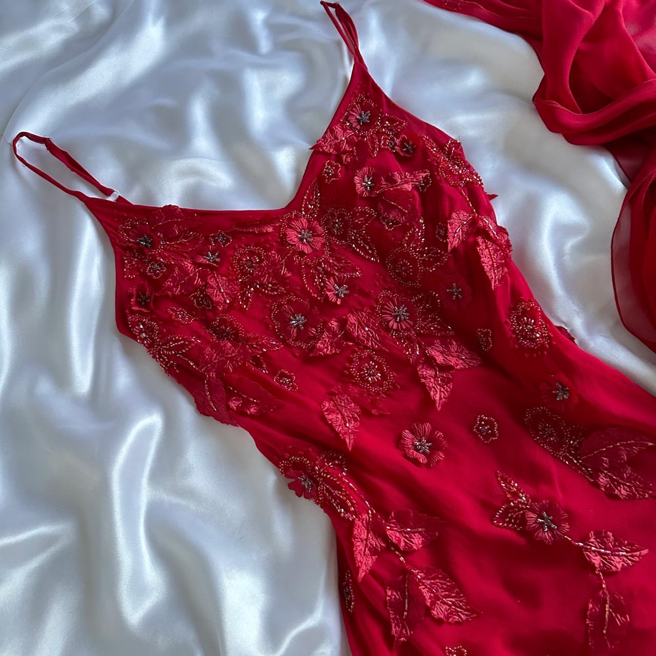 Red gorgeous fashion classy pretty exquisite beaded long chiffon ruffles handmade custom ball gown evening dress party dress gh3548