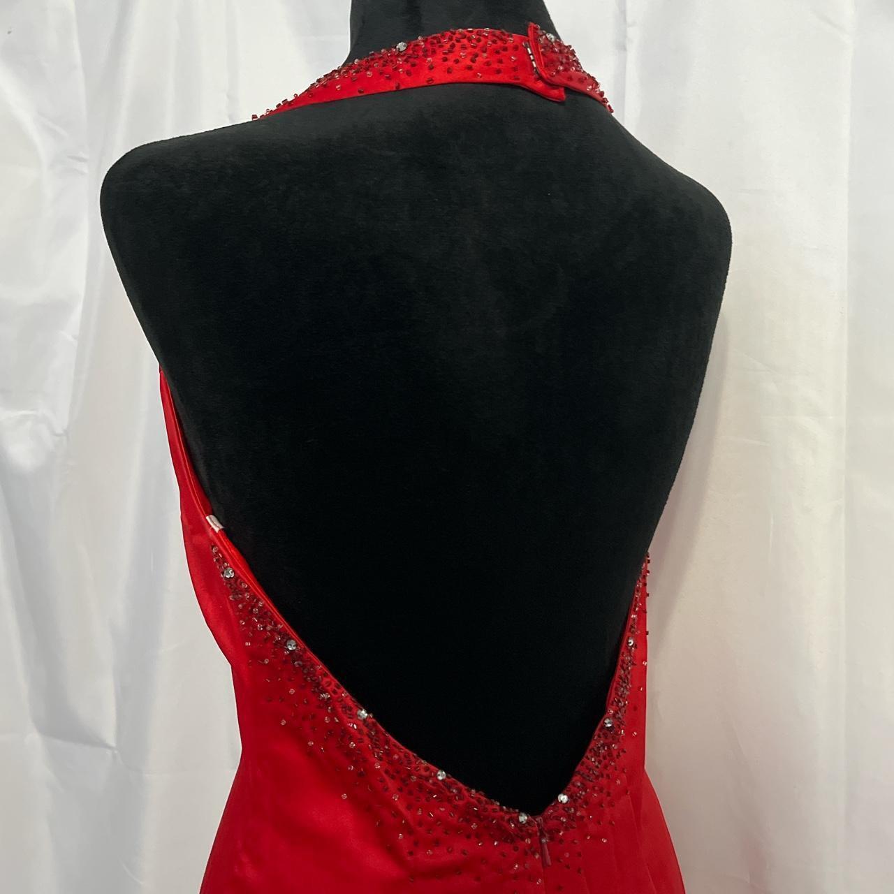 Cherry Red Vintage Exquisite Beading Gorgeous Bright Sexy Backless Long Satin Slit Formal Prom Dress Evening Dress Wedding Guest Dress Birthday Party Dress gh3630