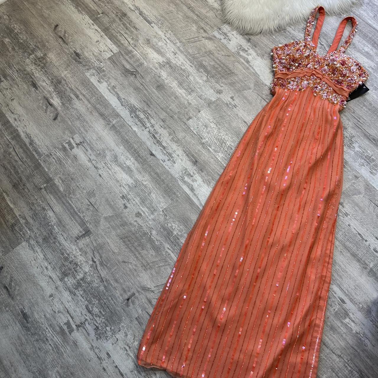 Orange Stunning Exquisite Beaded Floral Sequined Backless Women's Long Chiffon Evening Dress Party Dress Prom Dress gh4288