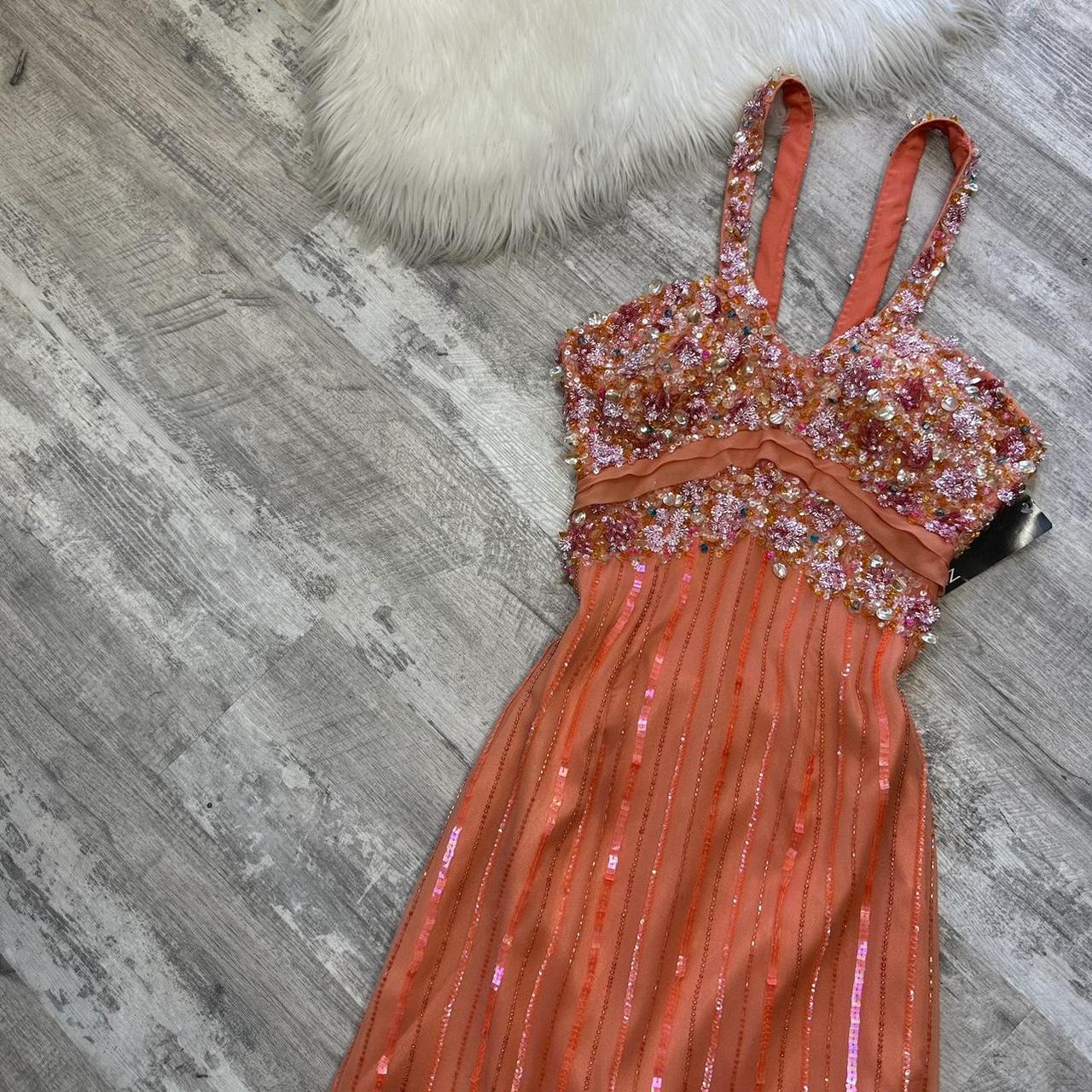 Orange Stunning Exquisite Beaded Floral Sequined Backless Women's Long Chiffon Evening Dress Party Dress Prom Dress gh4288