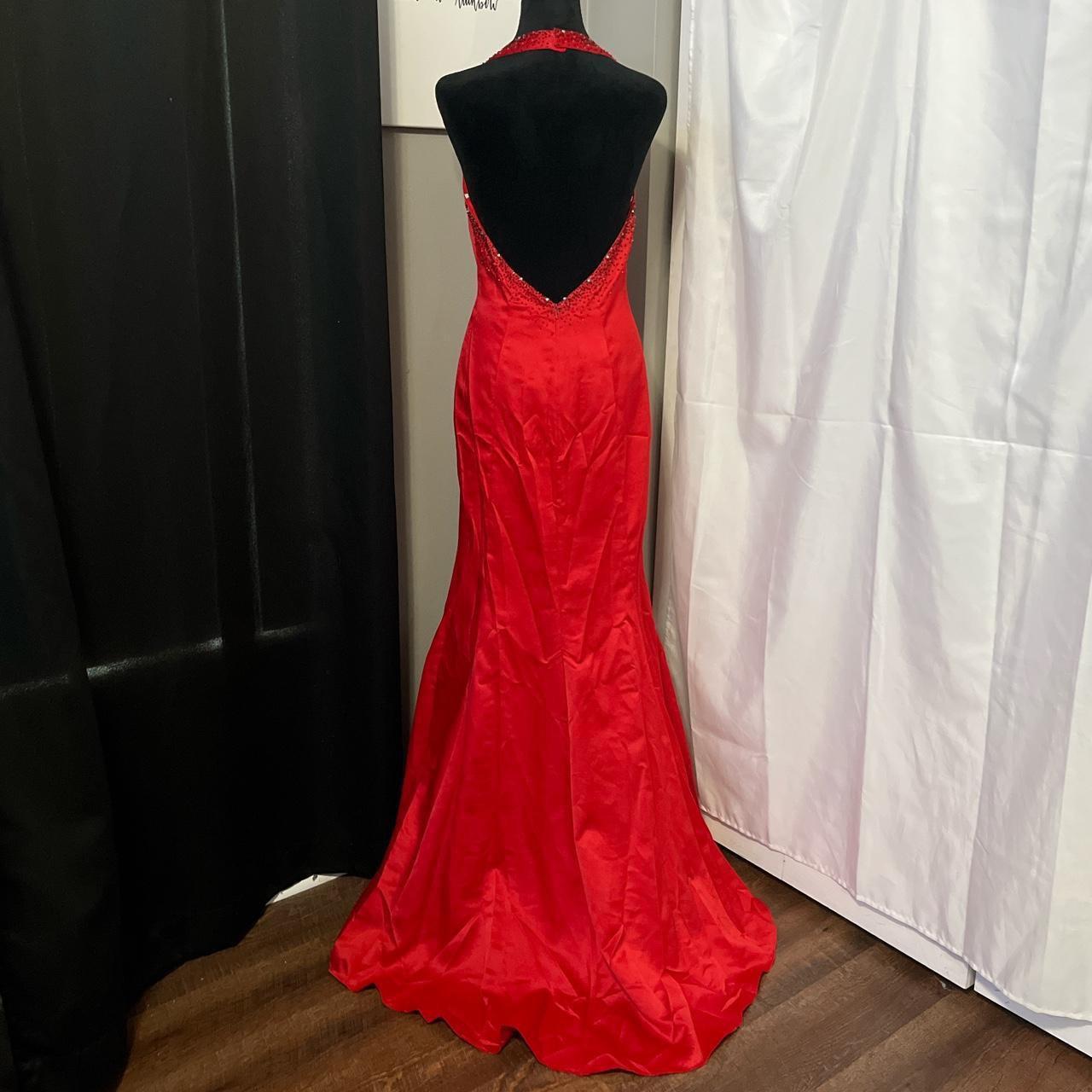 Cherry Red Vintage Exquisite Beading Gorgeous Bright Sexy Backless Long Satin Slit Formal Prom Dress Evening Dress Wedding Guest Dress Birthday Party Dress gh3630