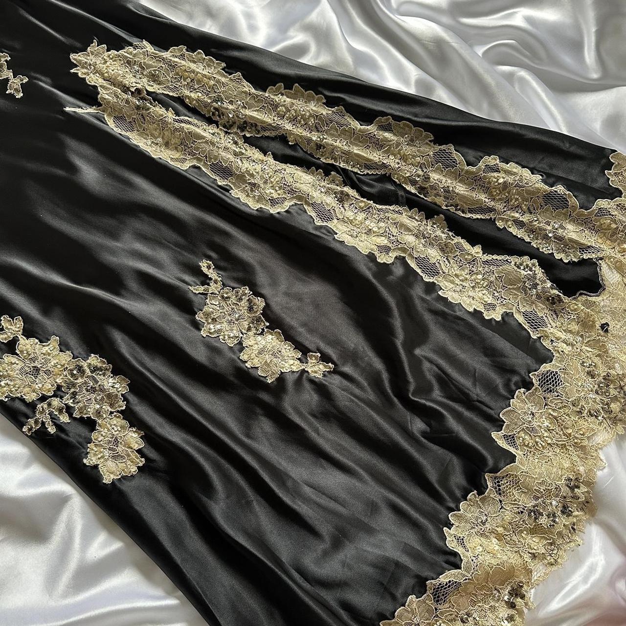 Black Fashion Elegant Beautiful Exquisite Lace Beaded Long Satin Handmade Custom Prom Dress Evening Dress Party Dress Prom Dress gh3751