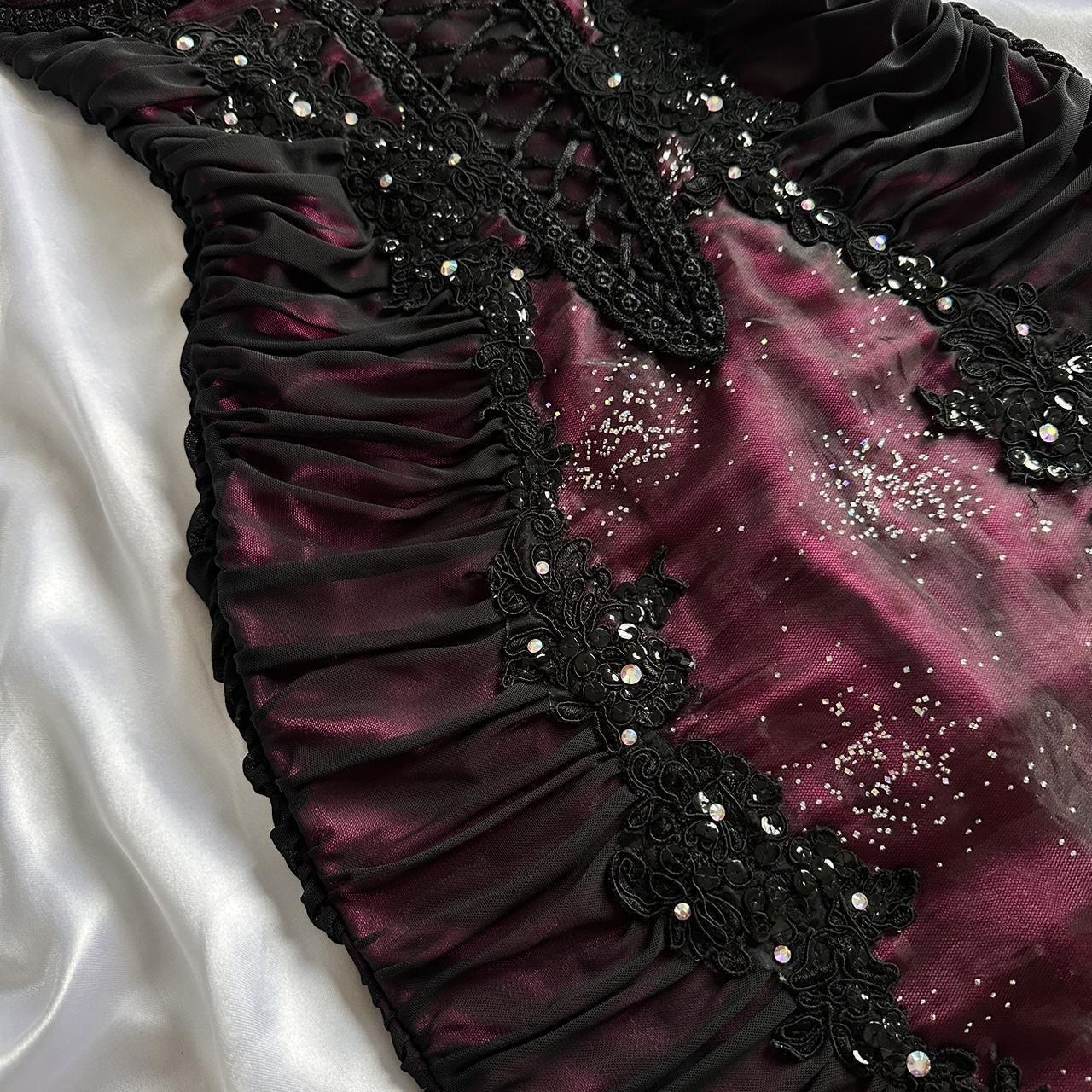 Berry pink stunning vintage fashion pleated mesh midi length elegant lace ball gown evening dress birthday party dress prom dress gh3643