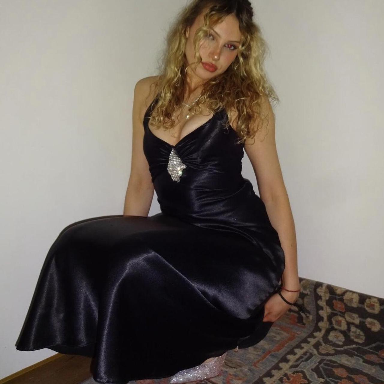 Black Fashion Retro Exquisite Rhinestone Elegant Sexy Suspender Long Satin Prom Dress Evening Dress Birthday Party Dress Prom Dress gh3804