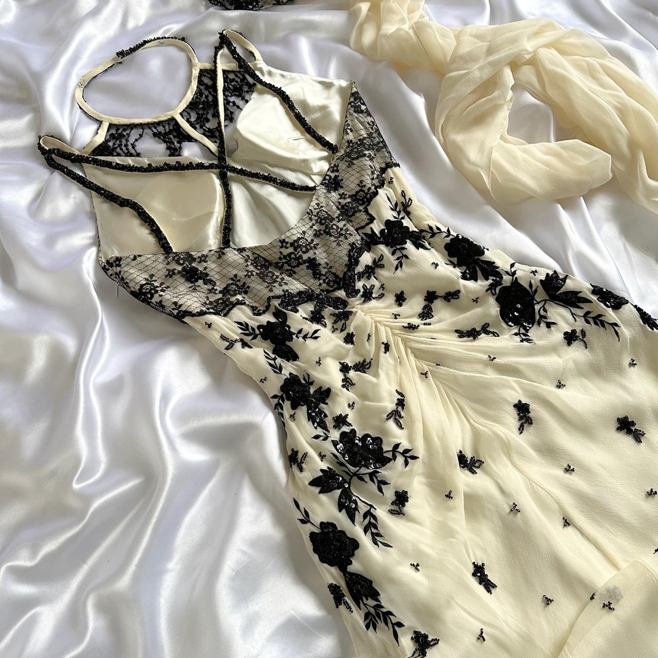 Cream black vintage fashion gorgeous exquisite beading lace shiny elegant long ball gown evening dress birthday party dress prom dress gh3648