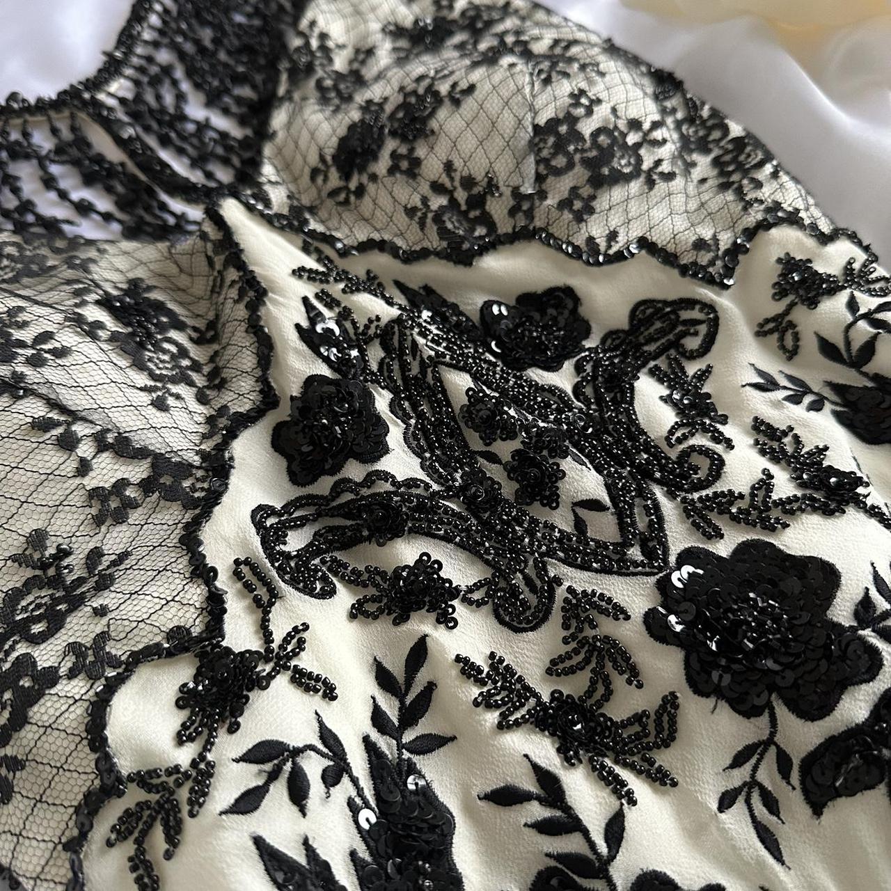 Cream black vintage fashion gorgeous exquisite beading lace shiny elegant long ball gown evening dress birthday party dress prom dress gh3648