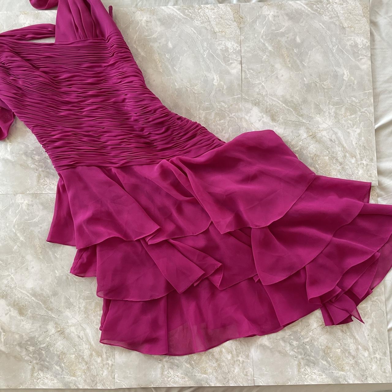 Purple Magenta Fashion Elegant Pleated Corset Midi Short Mini Asymmetric Chiffon Ruffle Homecoming Dress Prom Dress Evening Dress Party Dress Dance Dress gh3812