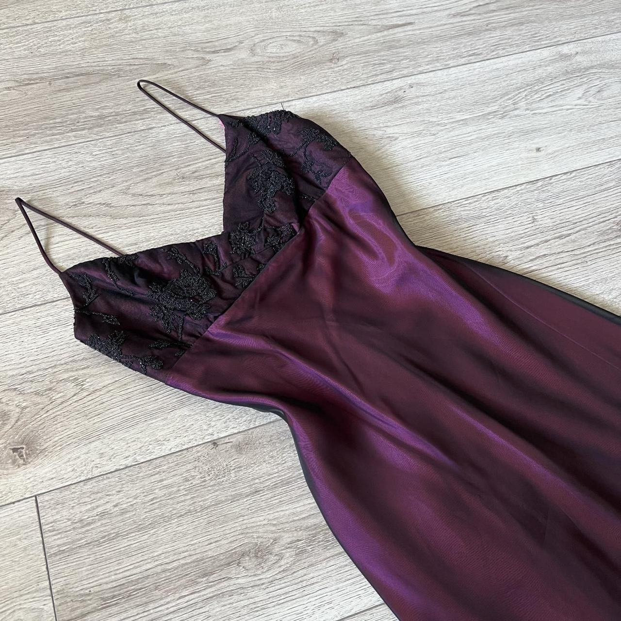 Purple Vintage Elegant Exquisite Black Embroidery Beading Spaghetti Straps Floor Length Formal Satin Lace Ball Gown Evening Dress Birthday Party Dress Prom Dress gh3834