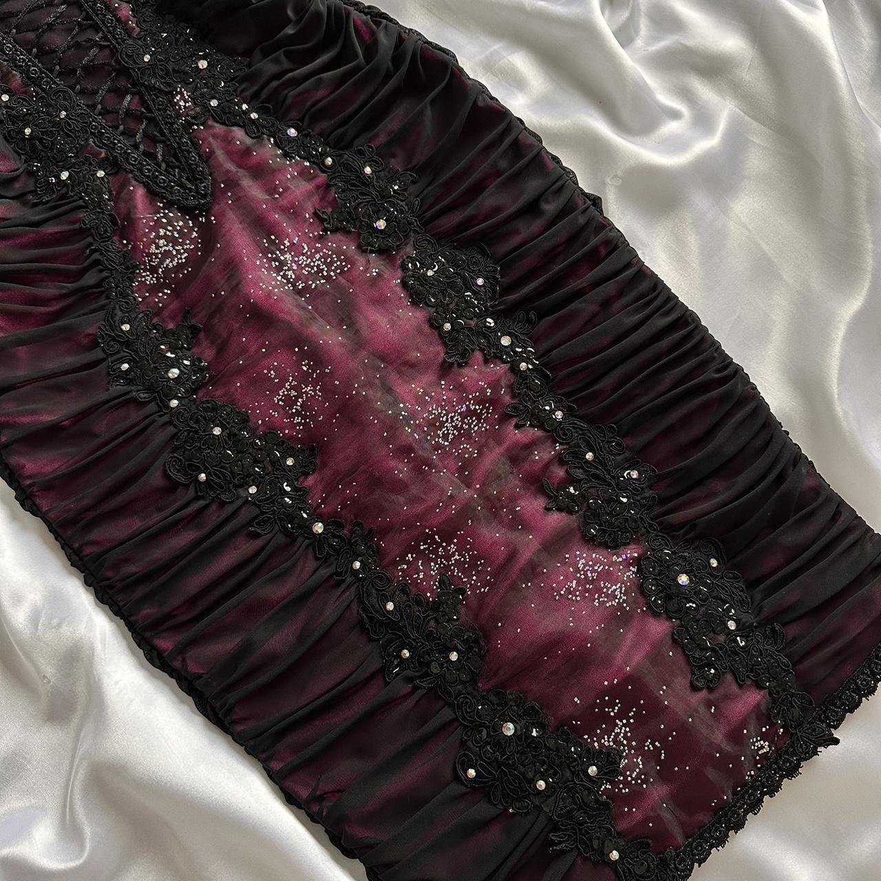 Berry pink stunning vintage fashion pleated mesh midi length elegant lace ball gown evening dress birthday party dress prom dress gh3643
