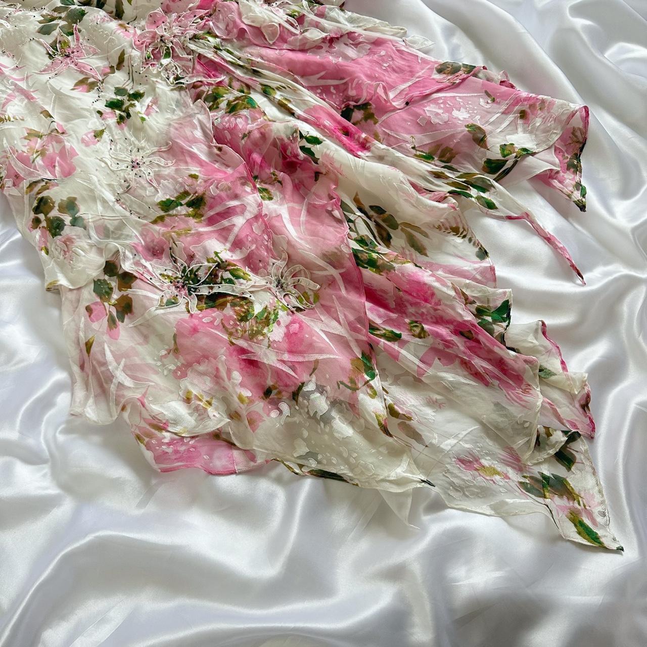 Pink Gorgeous Lightweight Delicate Floral Spaghetti Straps Long Chiffon Ball Gown Evening Dress Party Dress gh3337