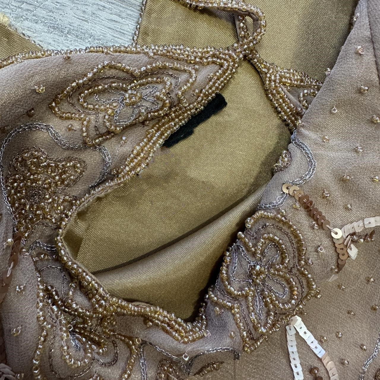 Golden Brown Stunning Exquisite Floral Sequin Women Long Chiffon Evening Dress Party Dress Prom Dress gh4284