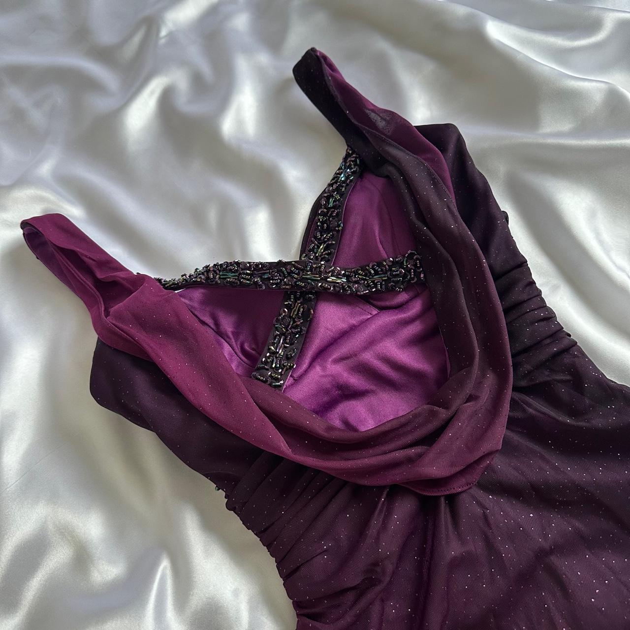 Purple shiny fashion gradient suspenders long elegant chiffon ruffles ball gown evening dress party dress prom dress gh3392