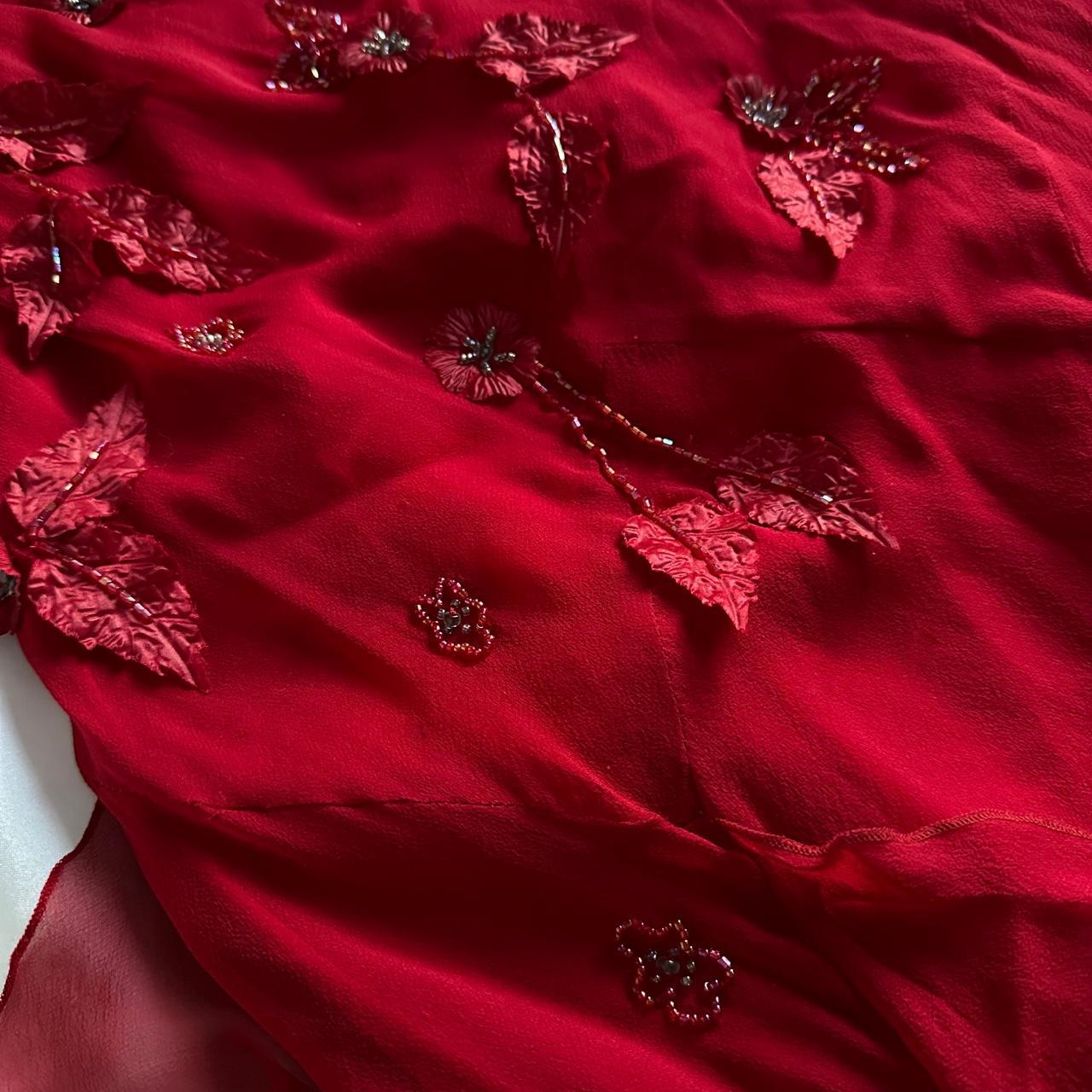 Red gorgeous fashion classy pretty exquisite beaded long chiffon ruffles handmade custom ball gown evening dress party dress gh3548
