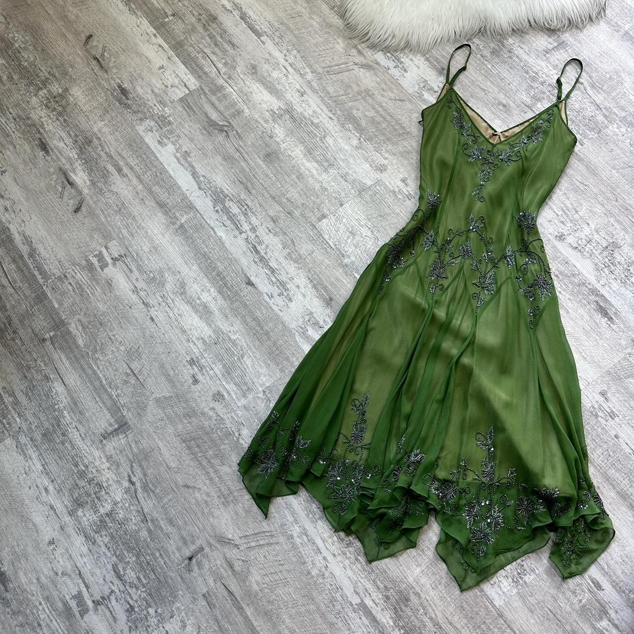 Green fairy homecoming dress Y2k floral beaded mini flowy short/mid/long chiffon Prom Dress evening dress party dress gh4718