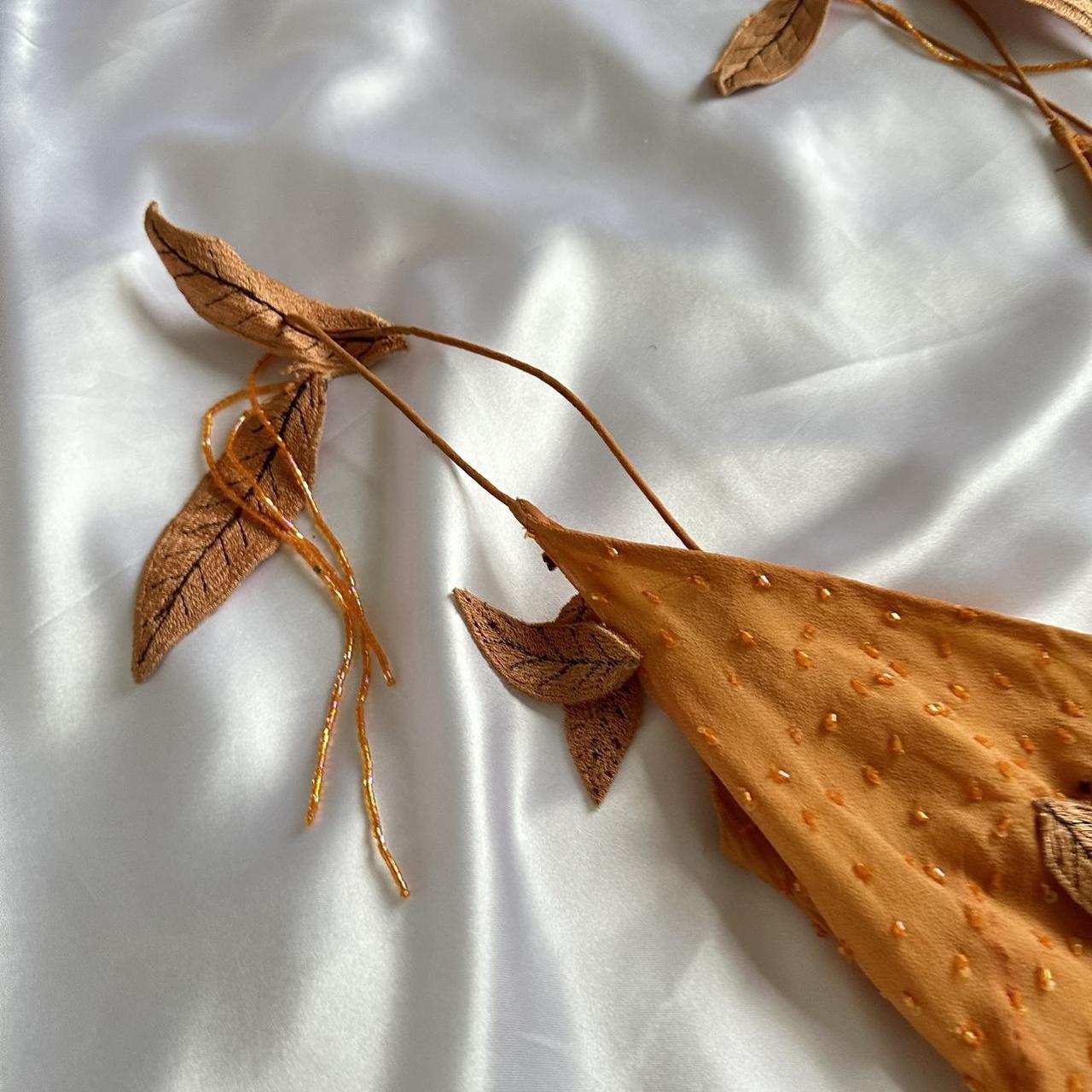 Orange gorgeous retro fashion elegant exquisite leaf beading spaghetti strap long chiffon ball gown evening dress birthday party dress prom dress gh3642