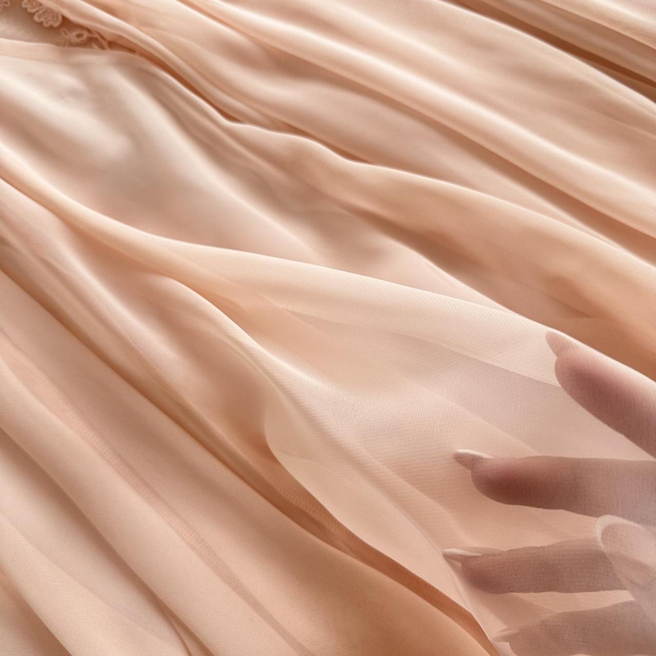 Blush pink light pink gorgeous exquisite vintage fashion floral long elegant chiffon ball gown evening dress birthday party dress prom dress Bridesmaids Dresses gh3645
