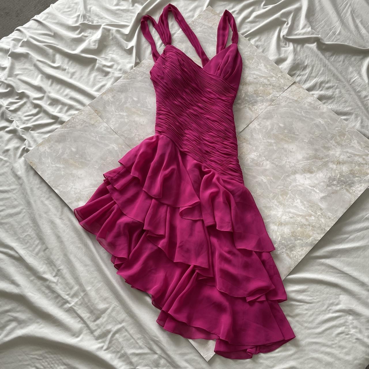 Purple Magenta Fashion Elegant Pleated Corset Midi Short Mini Asymmetric Chiffon Ruffle Homecoming Dress Prom Dress Evening Dress Party Dress Dance Dress gh3812