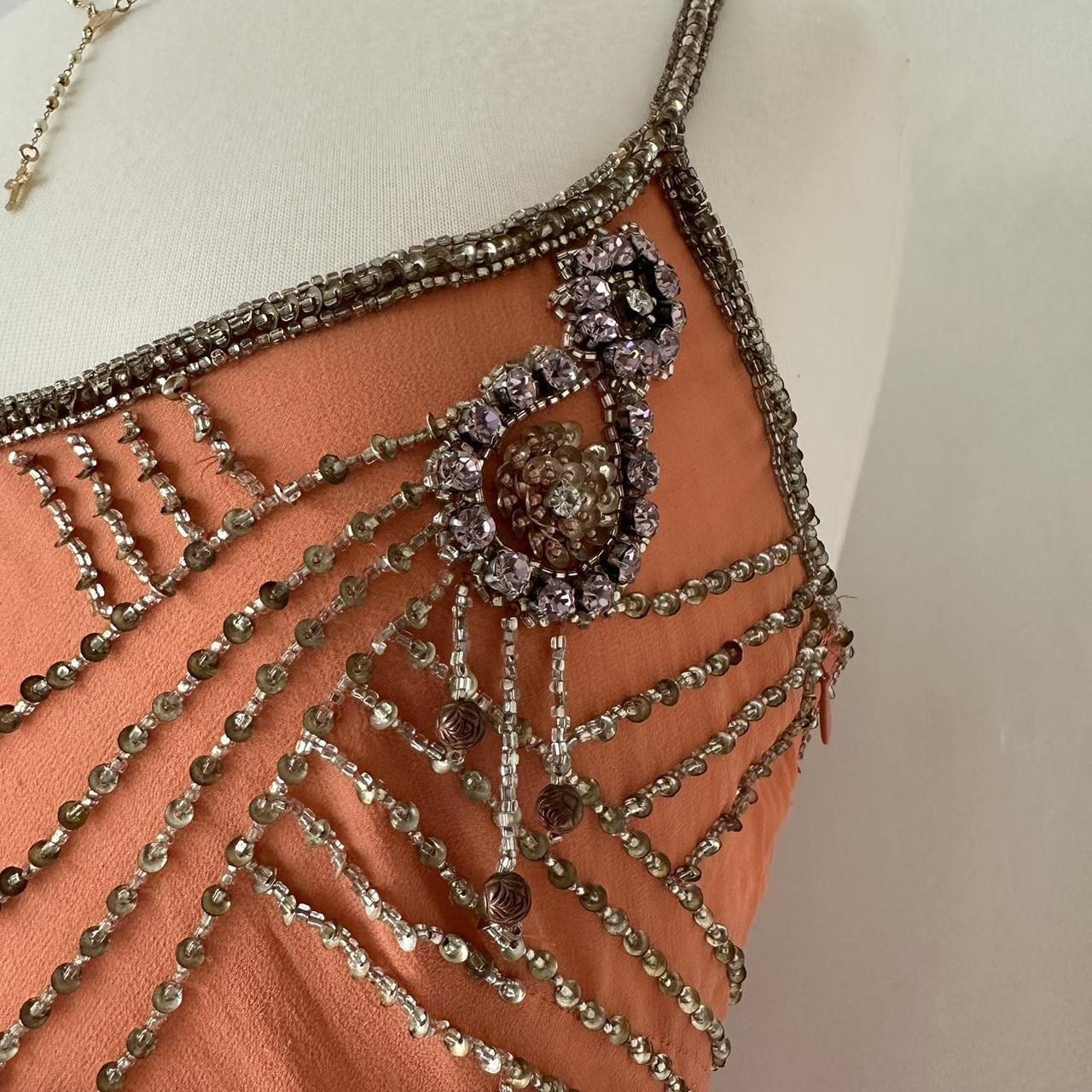 Fantasy Orange Coral Elegant Exquisite Gem Beaded Long Chiffon Ball Gown Evening Dress Party Dress Prom Dress gh3747