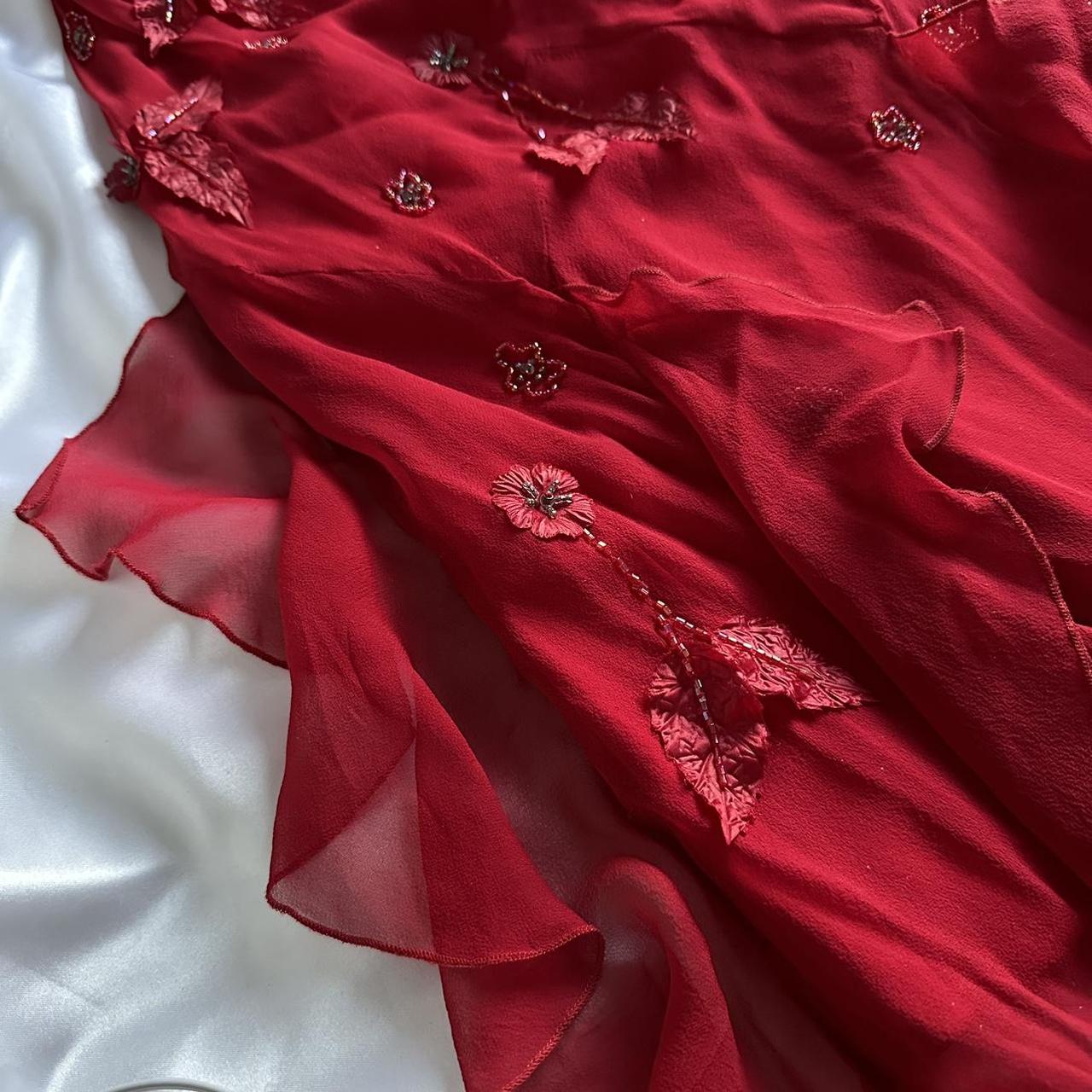 Red gorgeous fashion classy pretty exquisite beaded long chiffon ruffles handmade custom ball gown evening dress party dress gh3548