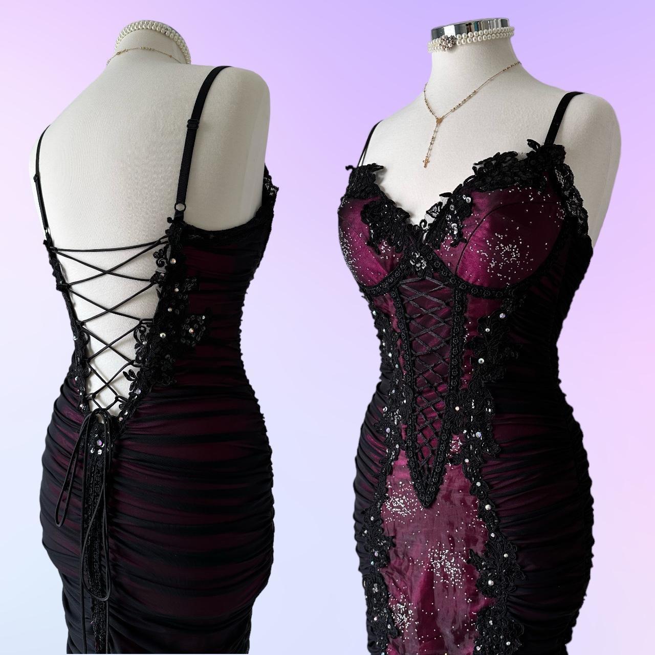 Berry pink stunning vintage fashion pleated mesh midi length elegant lace ball gown evening dress birthday party dress prom dress gh3643