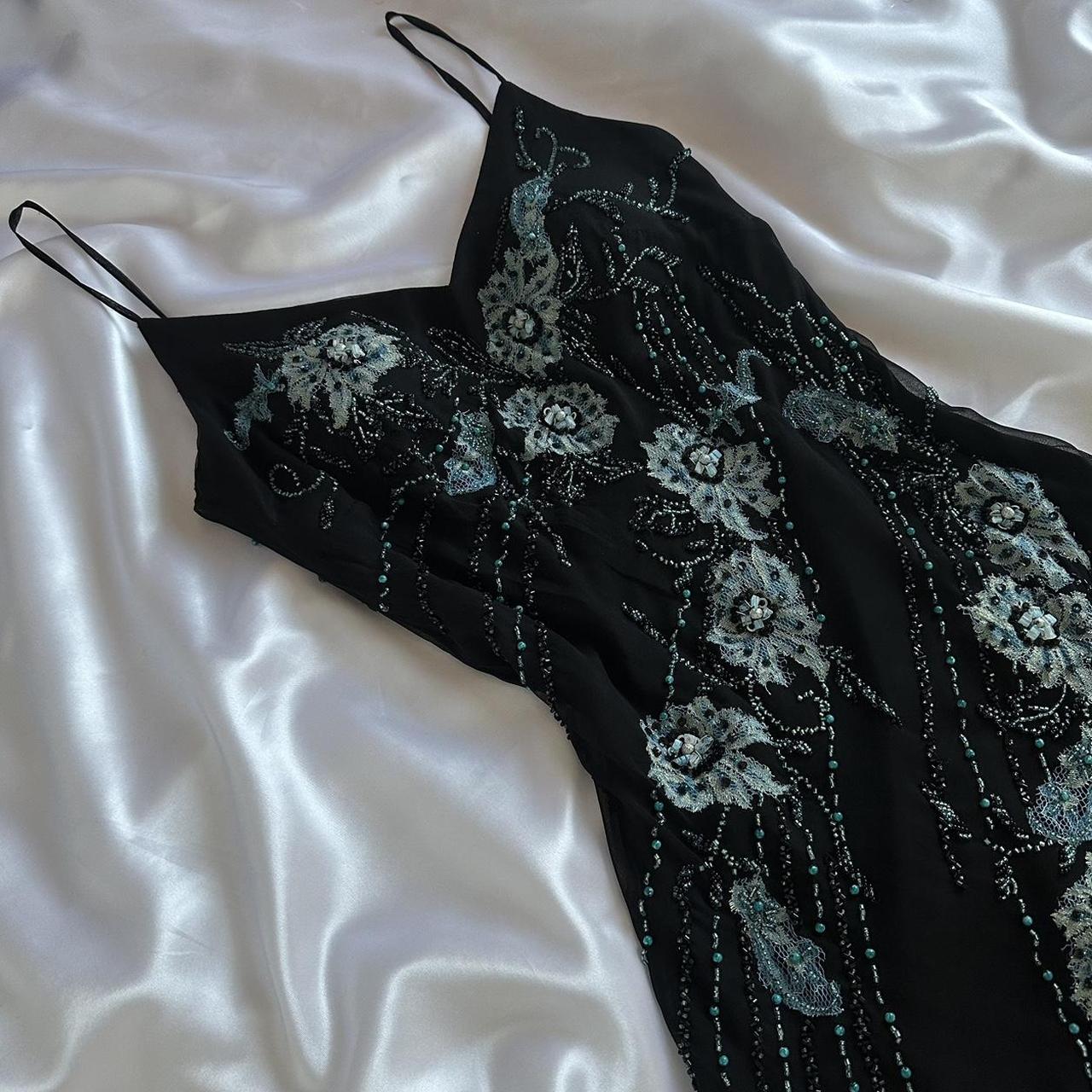 Black gorgeous fashion elegant exquisite green floral beading spaghetti straps long chiffon ball gown evening dress party dress prom dress gh3639