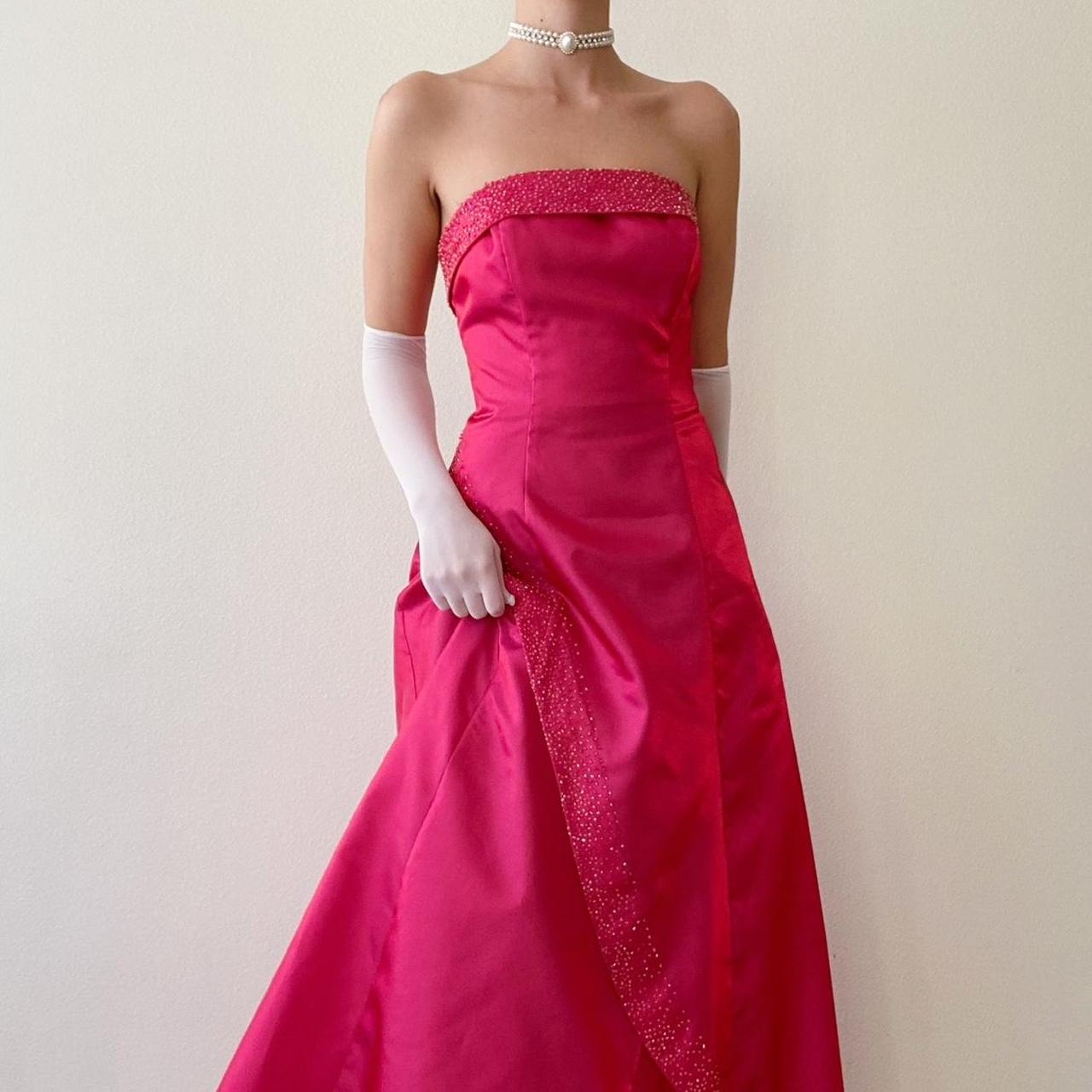 Dark Pink Rainbow Vintage Long Ball Gown Beaded Slim Princess Fantasy Satin Ball Trumpet Gown Evening Dress Party Dress gh4349