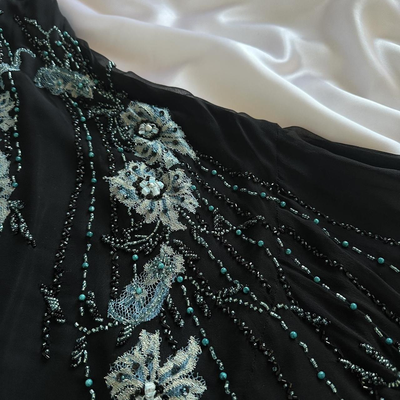 Black gorgeous fashion elegant exquisite green floral beading spaghetti straps long chiffon ball gown evening dress party dress prom dress gh3639