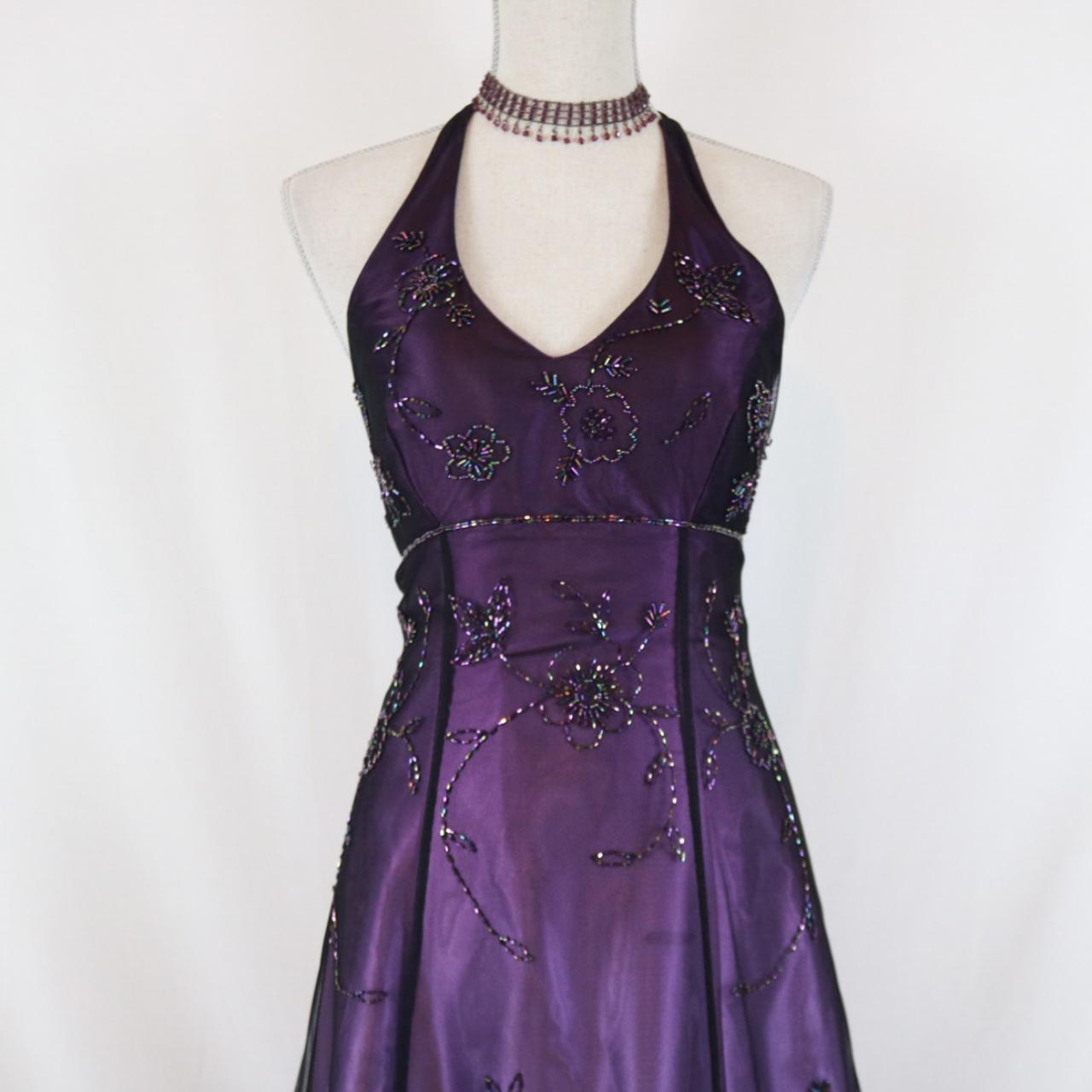 Purple Vintage Fashion Ombre Beaded Empire Waist Halter Long Elegant Prom Gown Evening Gown Party Dress gh3603